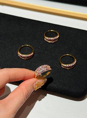 粉紫色戒指女2026新款百搭食指戒