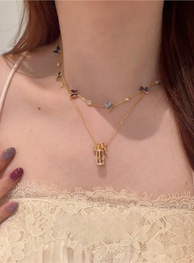 彩色小蝴蝶项链女配饰时尚百搭