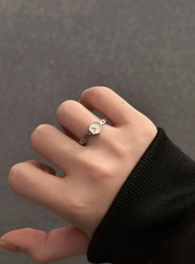 银色时钟戒指女2026新爆款食指戒