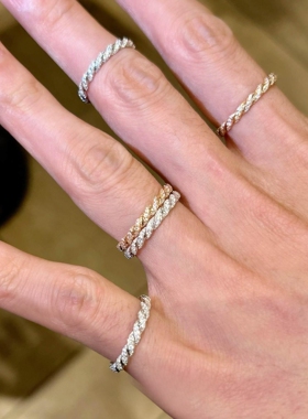 极细麻花素圈戒指女轻奢高级感