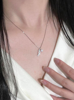 仿莫桑钻羽毛吊坠项链女2026新款