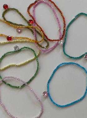 夏日多巴胺彩色串珠水钻手链