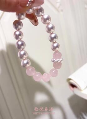 粉色串珠仿珍珠跑环手串气质百搭
