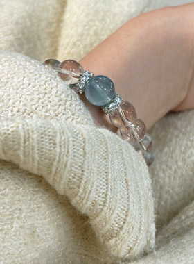 赵露思同款白水晶海蓝宝手链女生