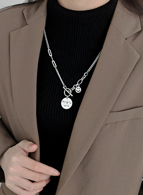925银卫衣项链轻奢小众笑脸吊坠