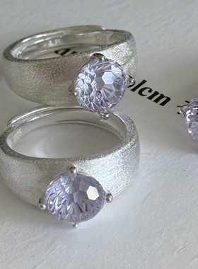 银色拉丝素圈戒指女小众设计指环