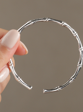 925银竹节手镯ins小众设计高级感