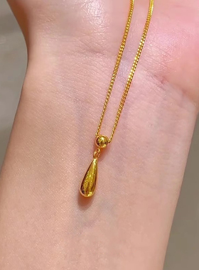 vintage中古金色水滴吊坠项链女