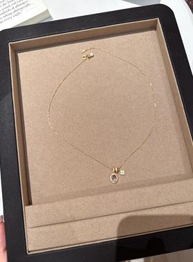 龙心蛋面四叶草跑环项链轻奢小众