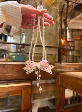 粉色蝴蝶结项链女配饰甜美颈链