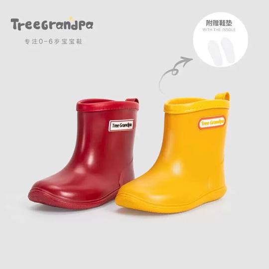 日系时尚儿童雨鞋外穿防滑软底轻便男女童宝宝中筒雨靴防水鞋套