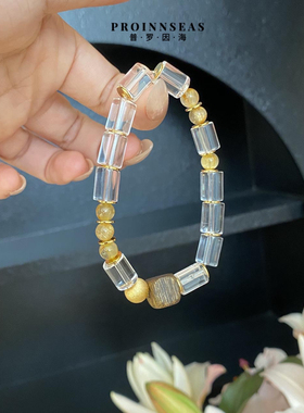 白水晶金发晶沉香625银手串原创设计纯银女小众高级感轻奢手链