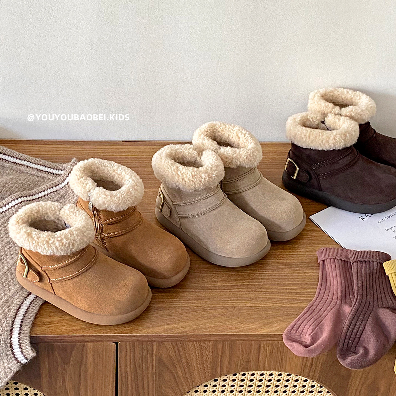 女童棉靴2025冬季新款儿童靴子加绒保暖真皮短靴羊羔毛男童二棉鞋,淘宝优惠券,粉丝福利购,淘宝优惠卷