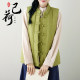 Jihe original Tang suit women's national style high-end quilted vest new style ຈີນດູໃບໄມ້ລົ່ນແລະລະດູຫນາວຮູບແບບໃຫມ່ແຜ່ນ buckle ຫນາ waistcoat jacket-padded ຝ້າຍ
