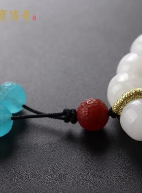 原创设计和田玉老型珠手链 白玉手串男女饰品 节日礼物