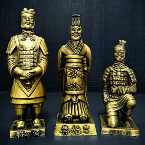 秦始皇兵马俑摆件金属五件套陕西特色工艺品西安旅游纪念品送老外 - 图0