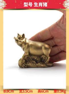 铜猪补角金属猪摆件吉祥物