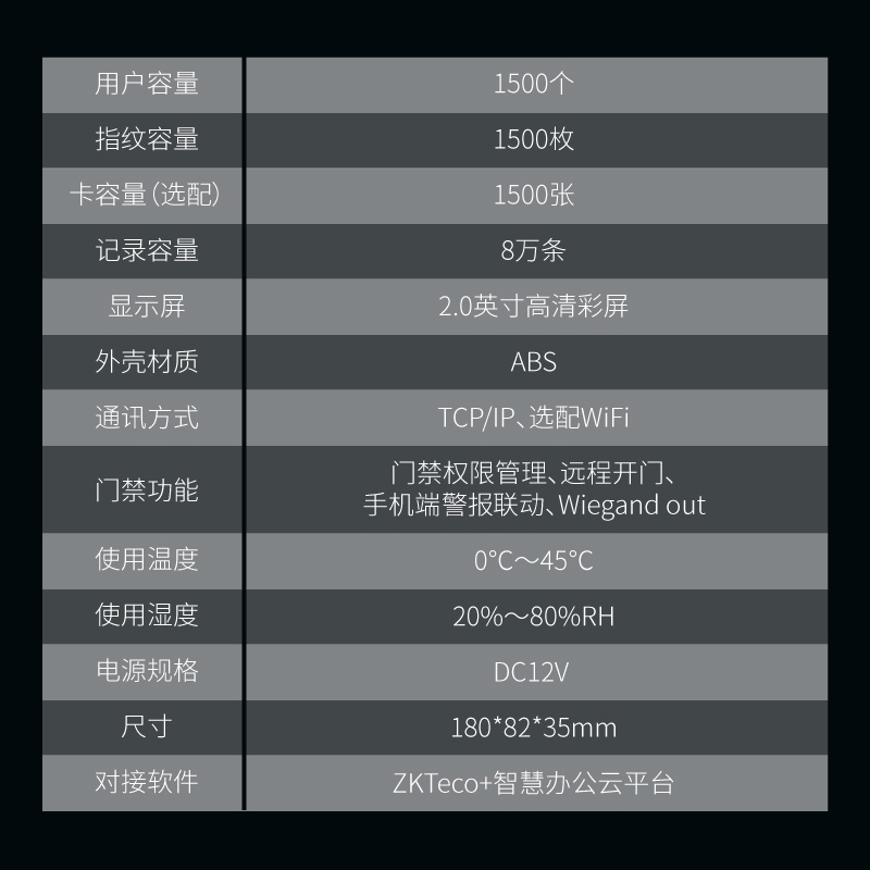 ZKTeco熵基科技F7+指纹刷卡识别门禁一体机考勤机网络门禁系统打卡机公司办公室铁门玻璃门电插锁磁力锁套装 - 图3