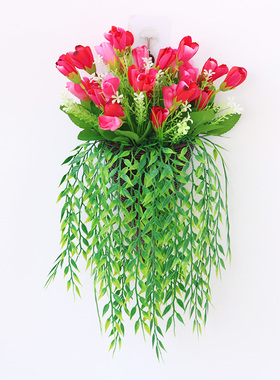 仿真玫瑰花藤条假绢花挂墙壁挂