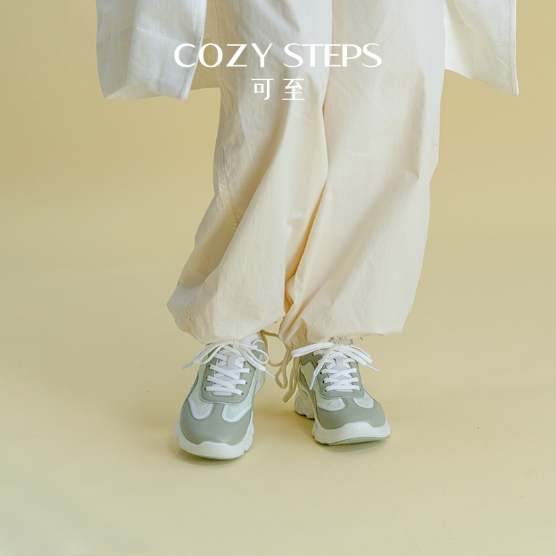 COZY STEPS可至春季潮流复古休闲网纱拼接圆头女式系带运动鞋5140-图2