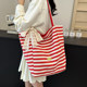 Canvas bag large capacity shoulder bag canvas bag striped