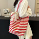 Canvas bag large capacity shoulder bag canvas bag striped