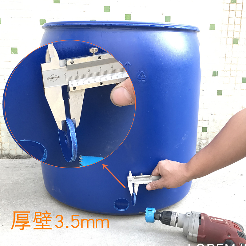 大口圆形铁箍法兰桶 加厚耐酸碱周转运输塑料桶 化工助剂包装桶 - 图2