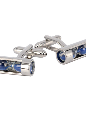 【盒装】经典蓝色时光沙漏铜袖扣袖钉男法式纽扣Cufflinks