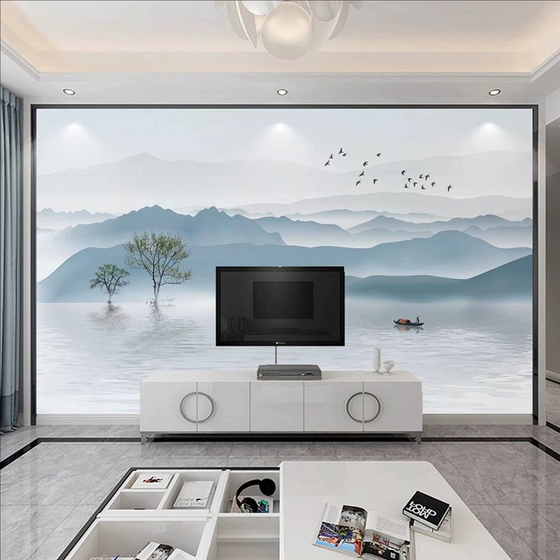 3D水墨山水中式床头沙发定制壁画客厅8D电视背景墙壁纸画墙布墙纸,淘宝优惠券,粉丝福利购,淘宝优惠卷