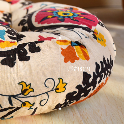 棉麻 复古蒲团美臀坐垫加厚布艺圆形阳台飘窗榻榻米窗台地板打坐 - 图2