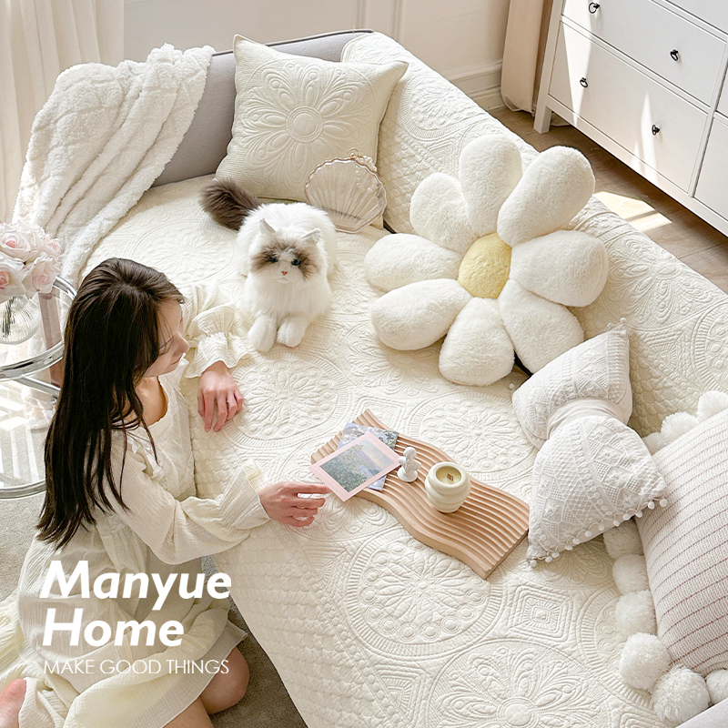 M.life 香榭花园 法式复古绣花全棉纯棉沙发垫靠背巾沙发套罩盖布,淘宝优惠券,粉丝福利购,淘宝优惠卷