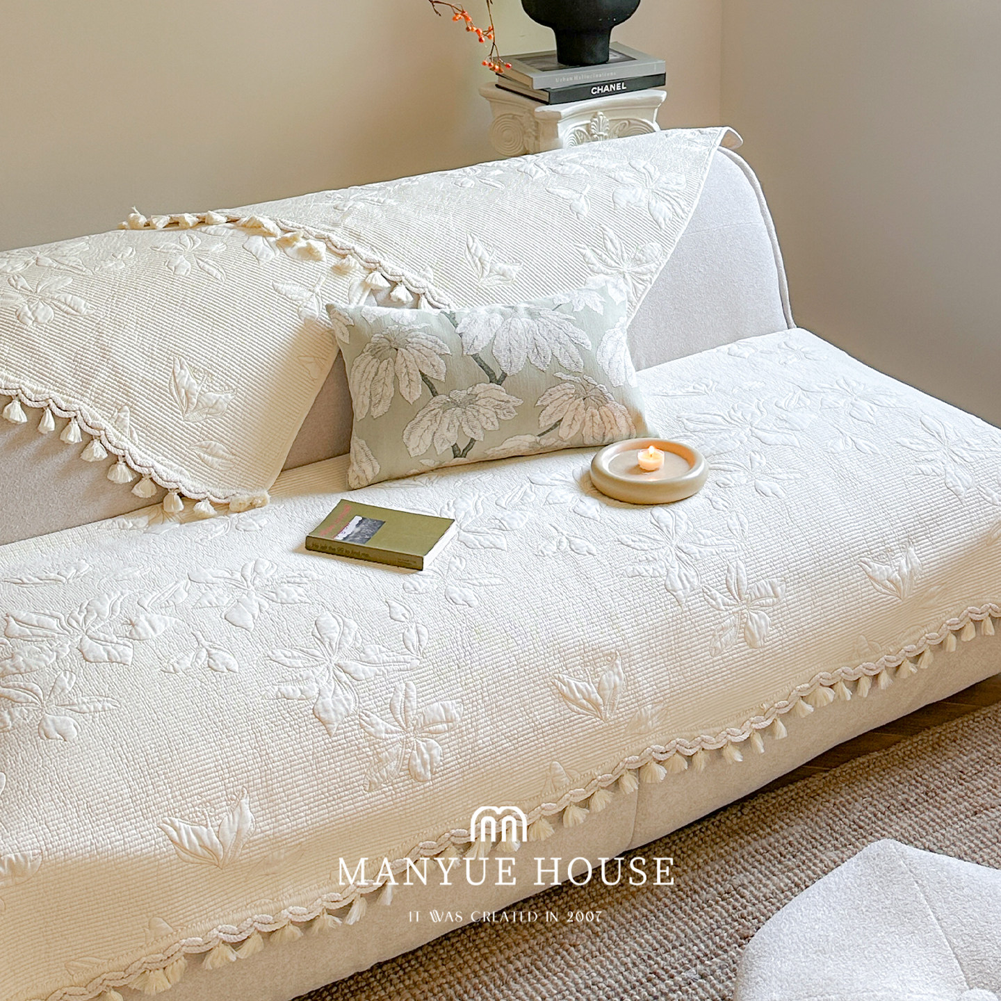 M.life 纯棉水洗棉 重工绣花沙发垫沙发套罩坐垫盖布垫布沙发盖巾,淘宝优惠券,粉丝福利购,淘宝优惠卷