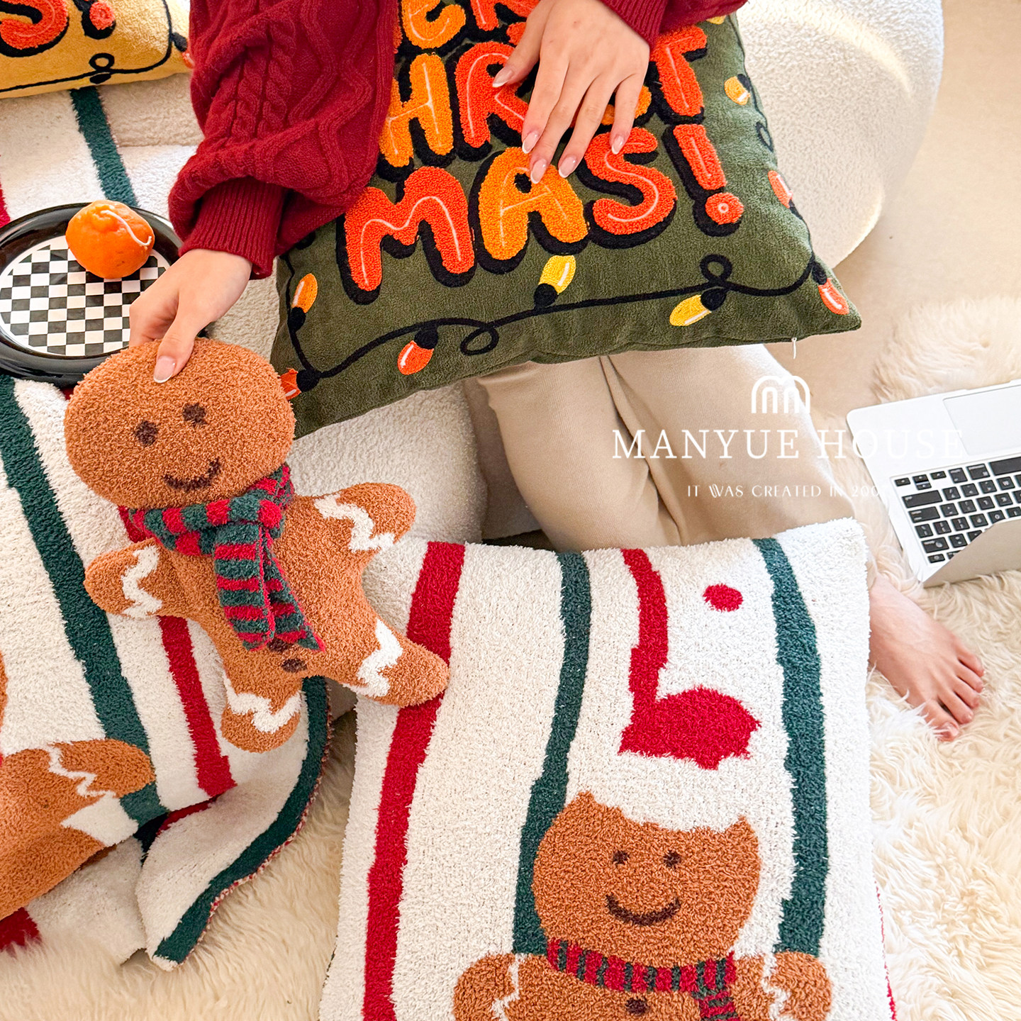 M.life ins风圣诞装饰抱枕靠垫卧室床头靠垫腰枕靠背抱枕套不含芯,淘宝优惠券,粉丝福利购,淘宝优惠卷