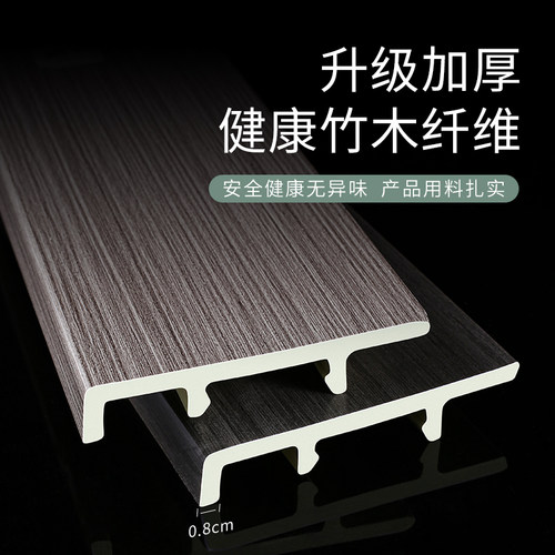 8公分5MM加厚直板pvc塑料竹木纤维木塑地脚线高分子踢脚线 - 图1