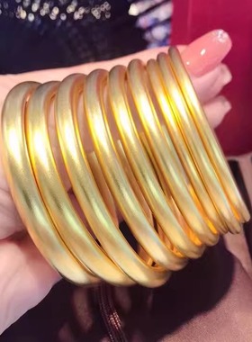 足金包银古法手镯光面喷砂复古包金工艺磨砂首饰定制