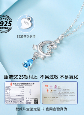 月溅星河天然月光石纯银女生项链