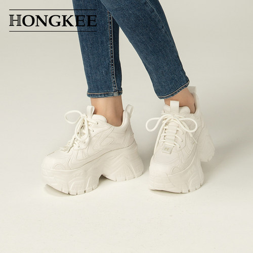 Hongkee/红科女鞋新款小个子时尚休闲鞋厚底增高老爹鞋HC55X301 - 图3