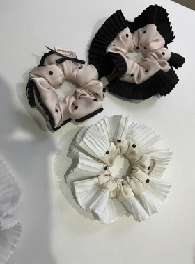 手作缎面波点可爱韩系甜美蝴蝶结大肠发圈发饰丸子头