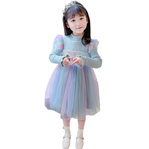 冰雪奇缘爱莎公主裙2026秋冬新款女童洋气拼接连衣裙宝宝网纱裙子 - 图3