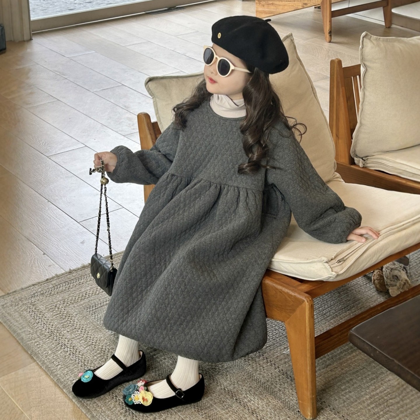 女童夹棉连衣裙2025秋冬新款儿童装宝宝长裙韩系超好看公主裙套装,淘宝优惠券,粉丝福利购,淘宝优惠卷