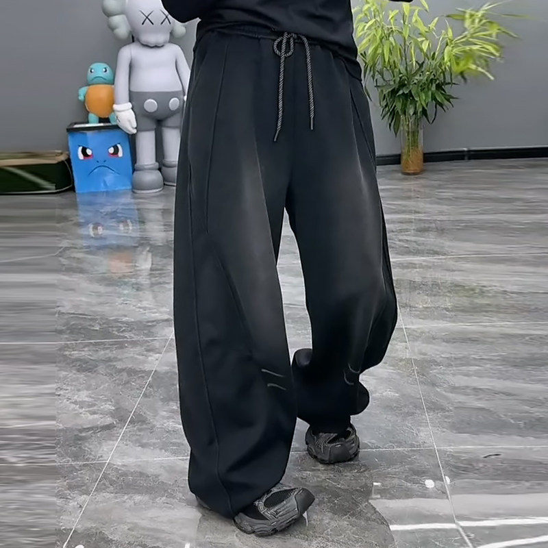 韩系弯刀裤水洗卫裤休闲女裤子胖mm2025秋季新款宽松显瘦大码女装,淘宝优惠券,粉丝福利购,淘宝优惠卷