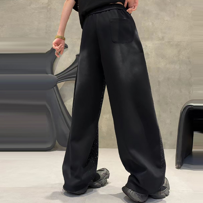 高腰亮钻直筒裤百搭休闲女裤子胖mm2026早春新款宽松显瘦大码女装,淘宝优惠券,粉丝福利购,淘宝优惠卷