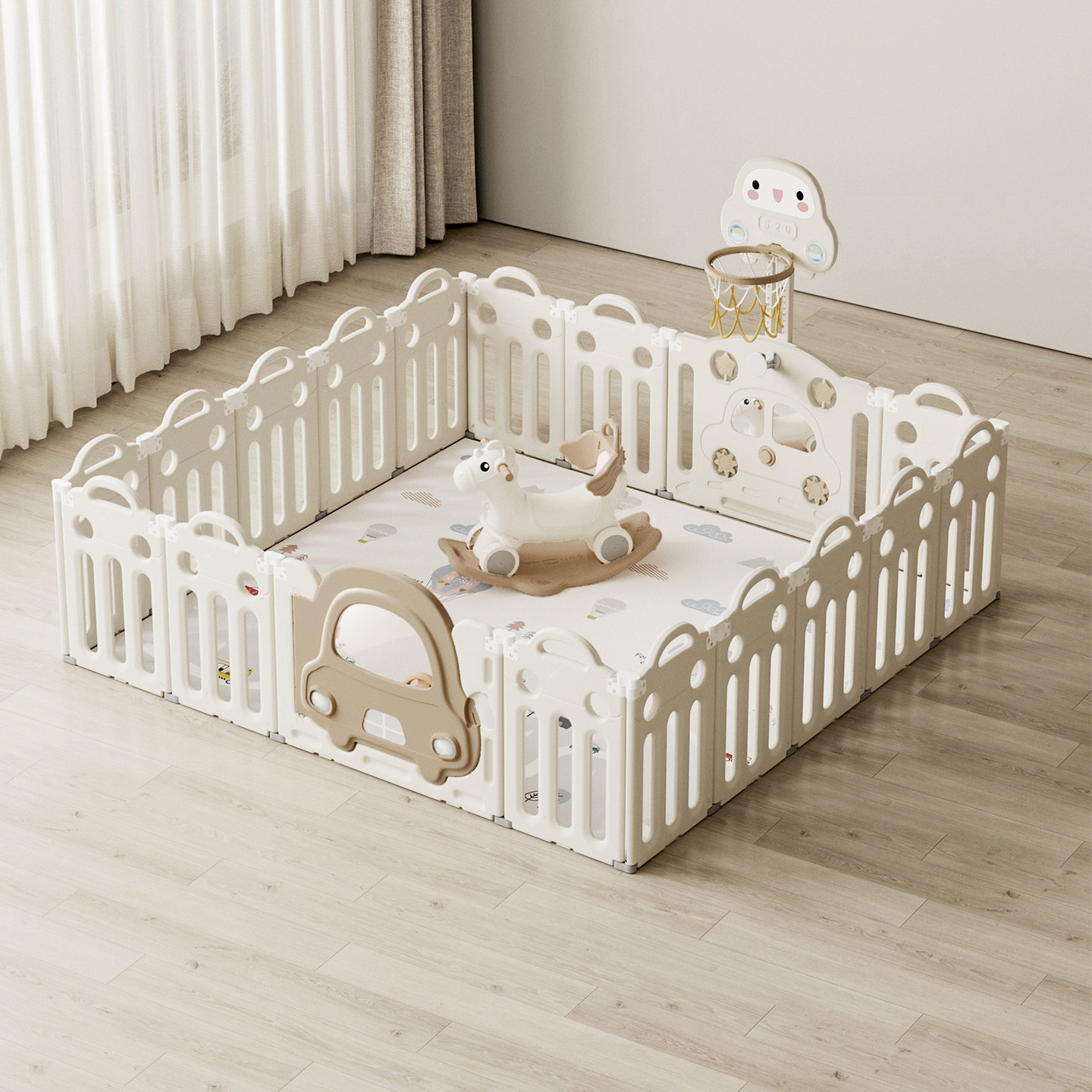 游戏围栏儿童地上可折叠宝宝室内家用防护栏婴儿乐园爬爬行垫栅栏,淘宝优惠券,粉丝福利购,淘宝优惠卷