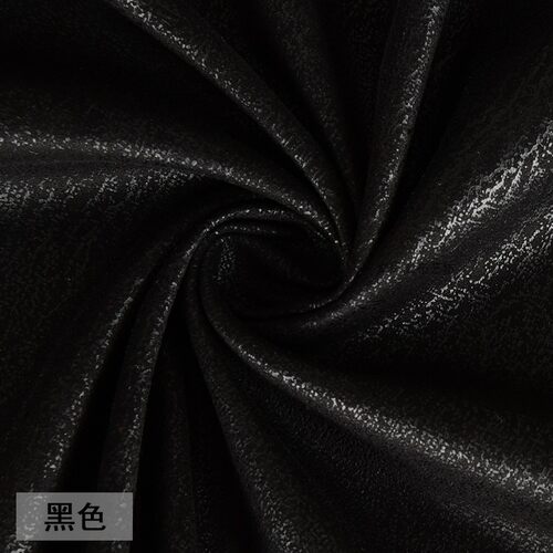 黑色 科技布磨砂绒麂鹿皮绒烫金印花压胶布料 仿真皮纹荔枝纹面料 - 图3
