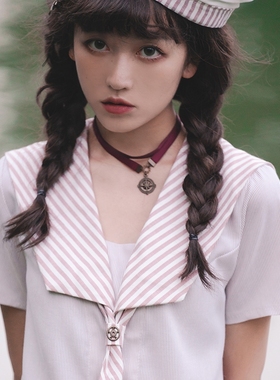 蒸汽大陆酒红双层缎带古铜指南针