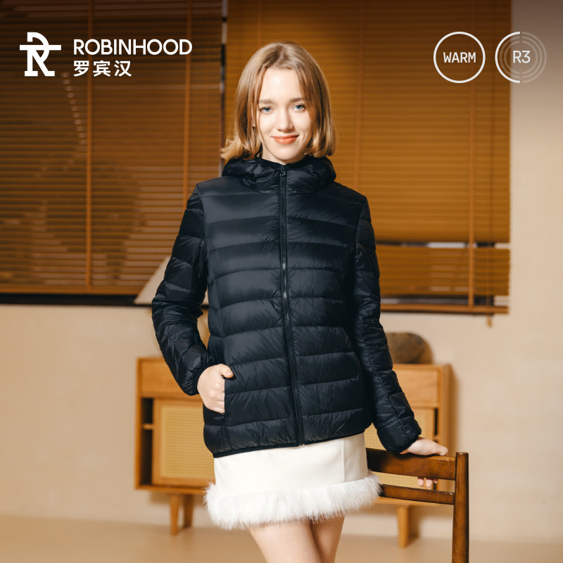 罗宾汉白鸭绒轻暖短款羽绒服女冬季新品百搭时尚保暖轻量化外套,淘宝优惠券,粉丝福利购,淘宝优惠卷