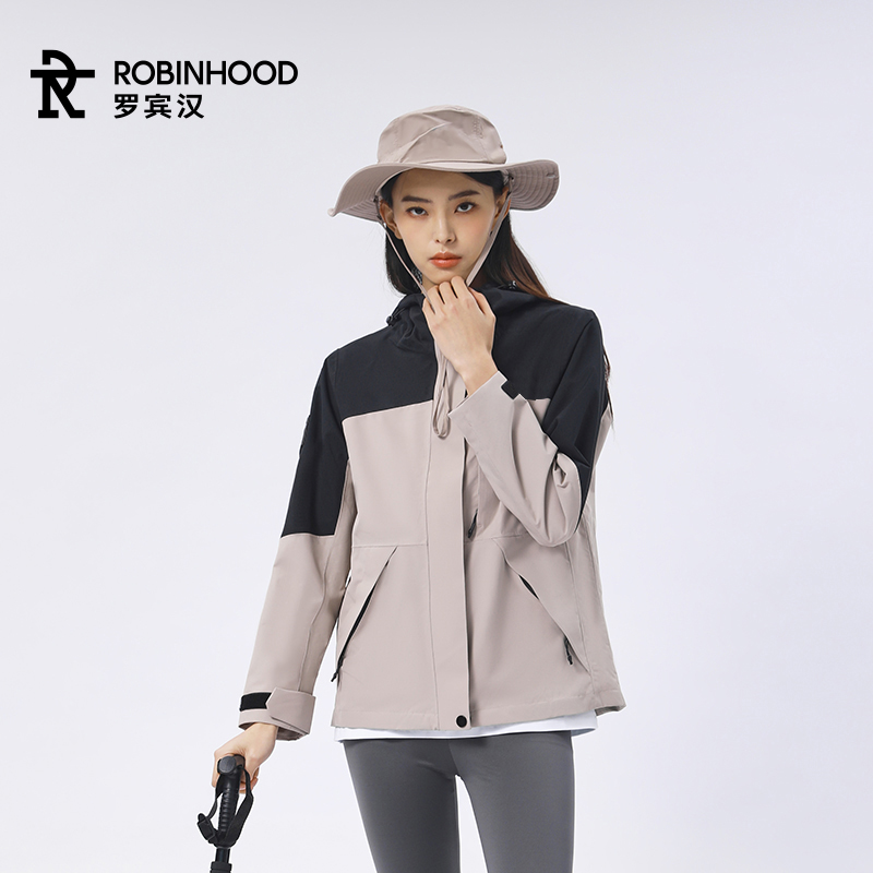 罗宾汉【三防】情侣款连帽冲锋衣男女防风防水时尚百搭夹克外套 - 图2
