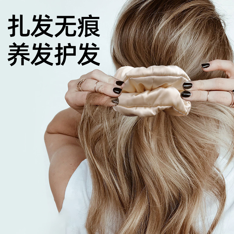 枕头发圈卷发真丝填充睡眠睡觉超大章小蕙猪大肠札头发头绳头花女 - 图1