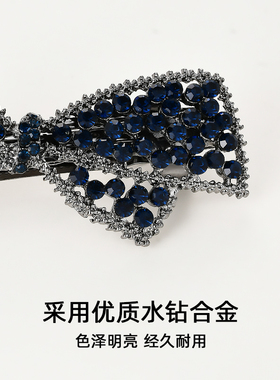 半扎发发夹女蝴蝶结短发发卡水钻一字夹气质小号弹簧夹后脑勺夹子