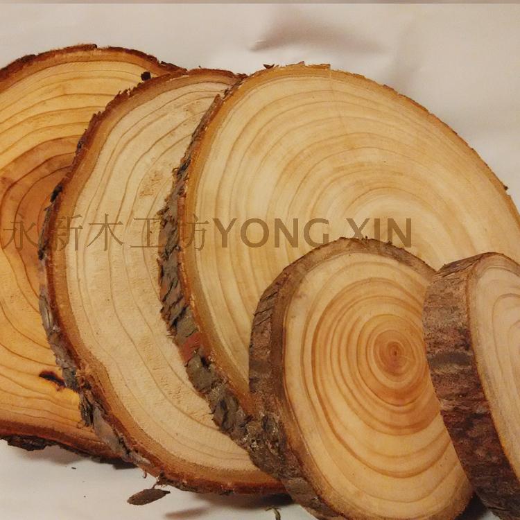 天然杉木年轮片 实木年轮木桩 清晰年轮纹路 年轮木块模型道具 - 图0